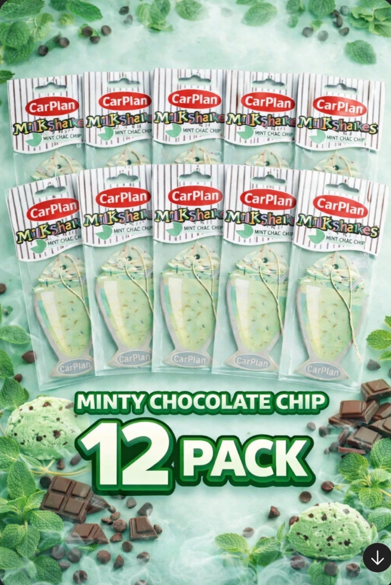 CarPlan Ice Cream Parlour Butterscotch & Mint Chocolate Chip Air Freshener – Sweet Scents for Every Drive
