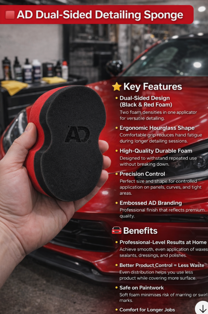 Autobrite Dual Foam Applicator Pad Car Wax Polish Detailing Sponge